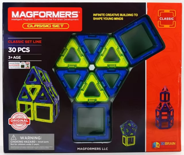 New Magformers Intelligent Magnetic Construction Set 30 Piece Classic Set Line