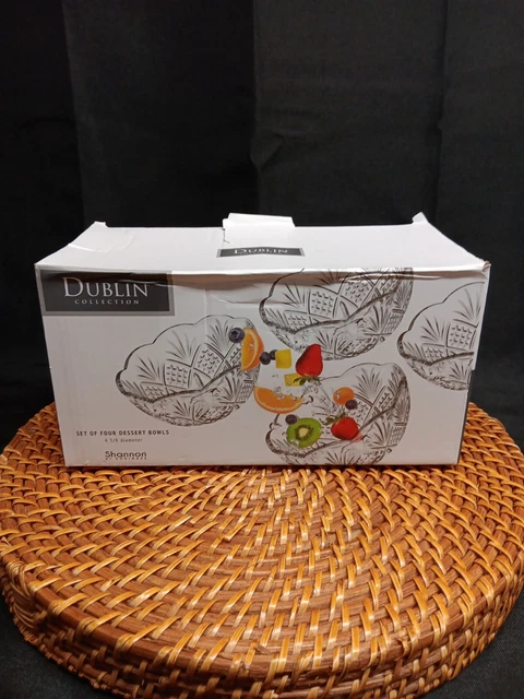 Bowls~Dublin Collection Shannon By Godinger Set of 4 Dessert Crystal Dishes NEW!
