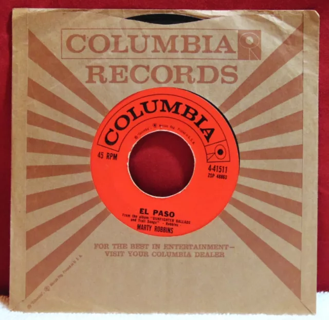 Marty Robbins – El Paso - OG 1959 Columbia  4-41511 Mono 7" 45 Single Record VG+
