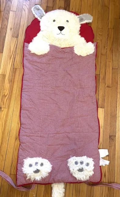 Pottery Barn Kids Shaggy Dog Red Gingham Soft Cozy Camping Sleeping Bag 72x29