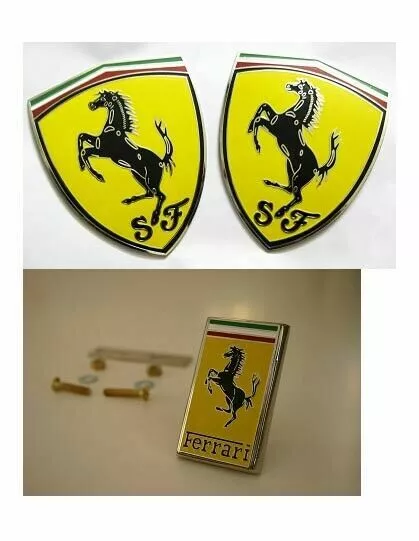 Voiture Badges - Ferrari Boucliers + Capuche Grill Emblème Logos Métal Enaml