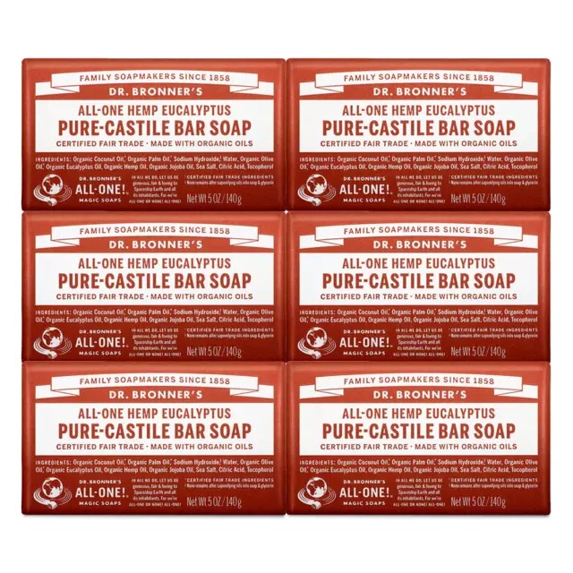 Dr Bronners Eucalyptus All One Magic Bar Soap Organic - 6 pack (6 bars)