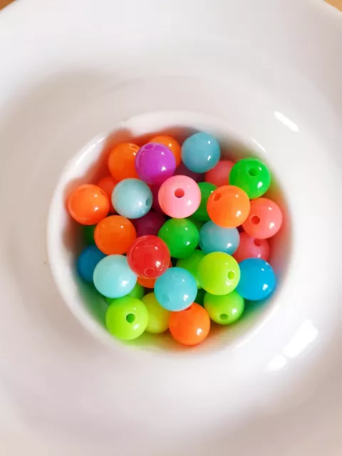 10/30 Acrylperlen Basteln/Schmuckherstellung Beads Pastell Fluoreszierend Ø 8mm