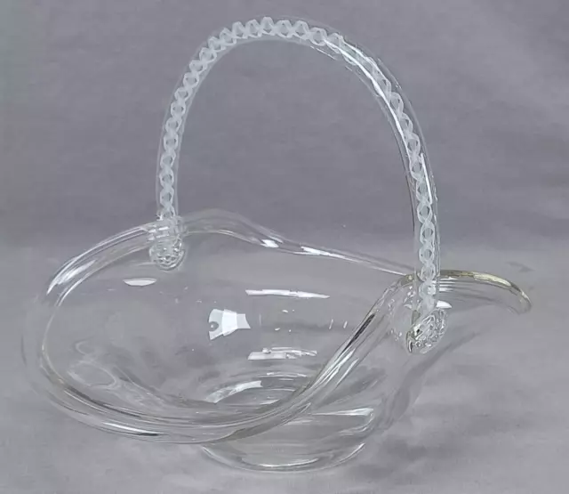 Late 19th Century French Hand Blown Glass Opaque Twist Handle Basket