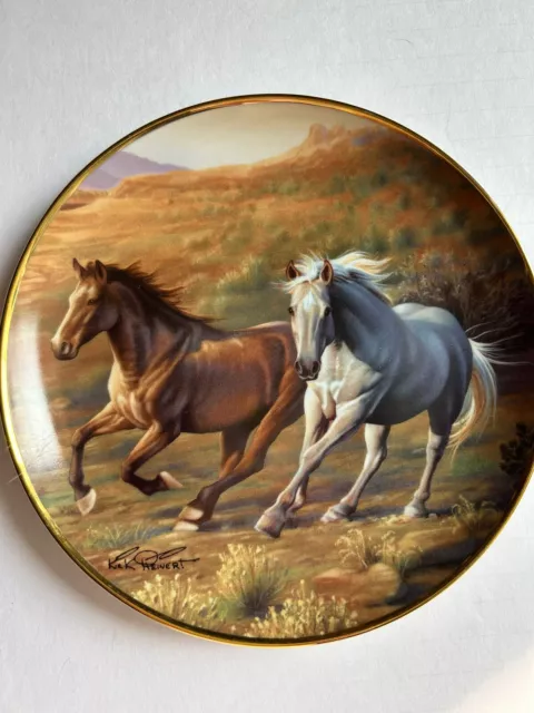 Kirk Heinert Horse Plate Running Free Franklin Mint British Horse Society