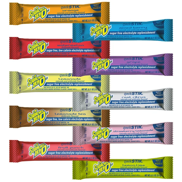 Sqwincher ZERO Qwik Stik, Sugar-Free Electrolyte Powdered Beverage Mix, 50/Pack
