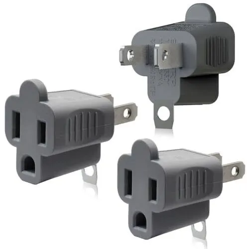 (3-PACK) 2 Prong to 3 Prong Outlet Plug Adapter Three Prong to Two Prong Adapter