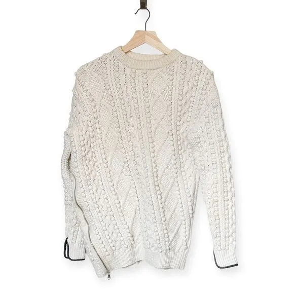 3.1 Phillip Lim cotton blend cable knit side zip sweater, Size XS, Ivory 2