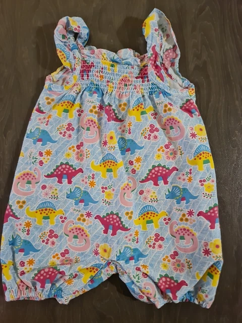 JOJO MAMAN BEBE Baby Girls 0-3 Months DINOSAUR Summer Romper Outfit (584)