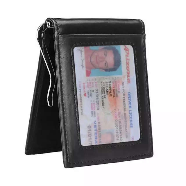 Mens Slim Money Clip Wallet Leather Front Pocket RFID Credit Card Holder Bifold
