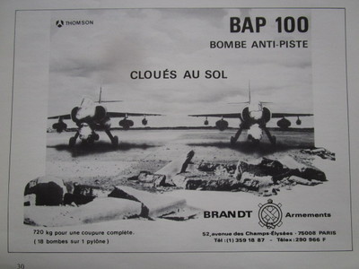 6/1983 PUB THOMSON BRANDT ARMEMENTS JAGUAR BAP 100 CRATERING BOMB ANTI PISTE AD 