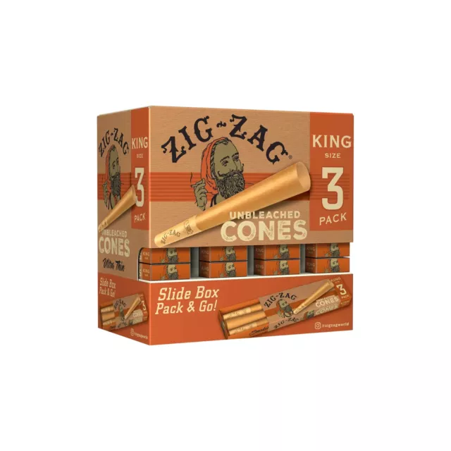 😎Full Box Zig Zag Unbleached Cones✨King Size✨36 Packs👀