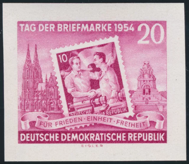 DDR 1954, MiNr. 445 B XII, Marke aus Block 10, tadellos postfrisch, Mi. 30,-