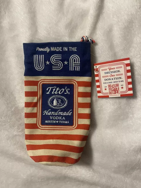 Titos Vodka Bottle Bag Drawstring Collectible Canvas USA Patriotic Color Gift