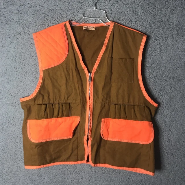 VINTAGE SAFTBAK CANVAS Tan Blaze Orange Hunting Shooting Vest w Game