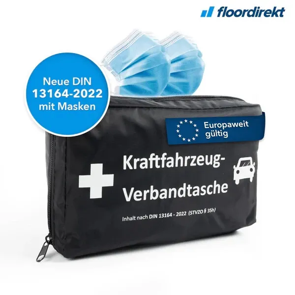 KFZ-Verbandtasche | DIN 13164 Europaweit gültig Erste-Hilfe-Tasche Inkl.2 Masken