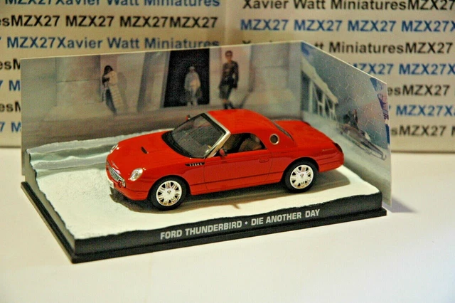 Voiture Miniature IXO Ford Thunderbird James Bond 007 - Échelle 1:43, Couleur Orange, Occasion (voiture Neuve, Boîte Usée)