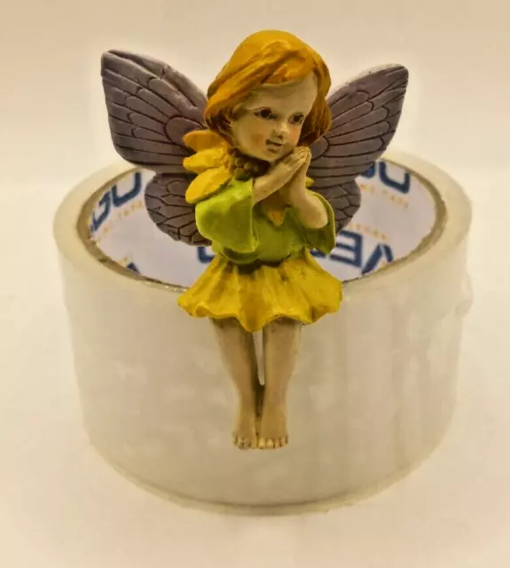 YELLOW DRESS GARDEN Fairy Girl Sitting Figurine w/ Butterfly Wings by ...