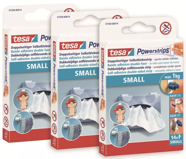 Tesa Powerstrips Languettes Amovibles SMALL - 3 Lots de Fixation Extra Forte ...