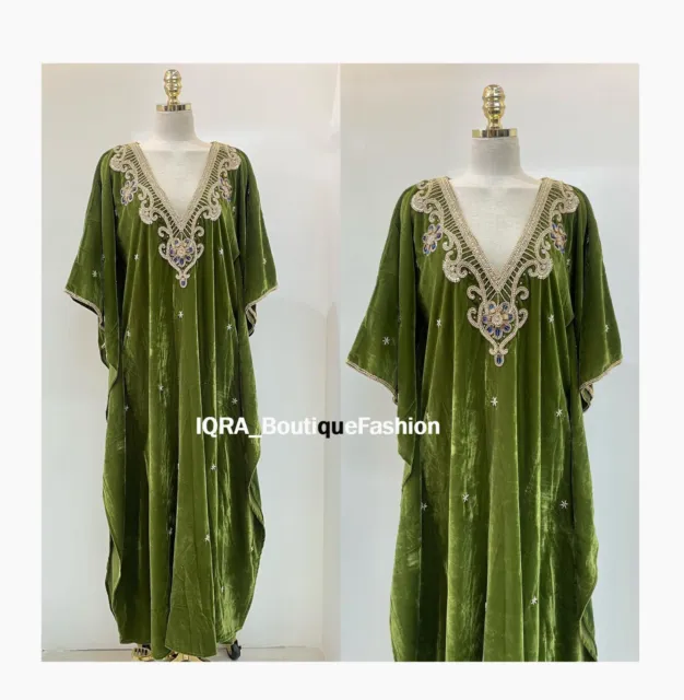 Sale New Moroccan Dubai Velvet Kaftans Abaya Farasha Dress Very Fancy Long Gown