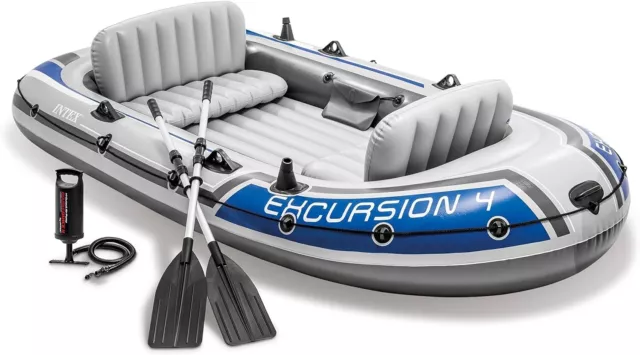 Intex 315cm Excursion 4 Person Inflatable Boat w/Oars Set Sports Raft River/Lake