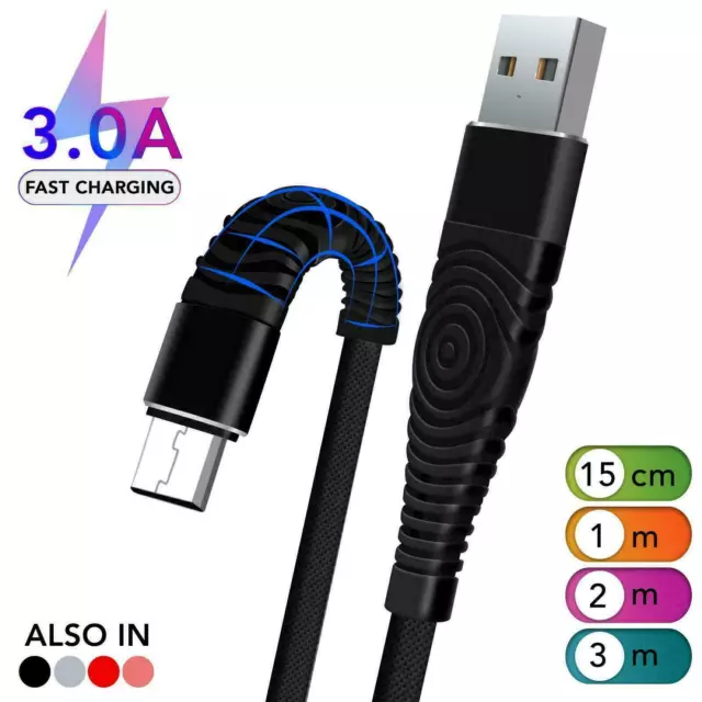 1M 2M 3M Long Micro USB Data Sync Charger Cable Lead For Samsung Android Phones 2