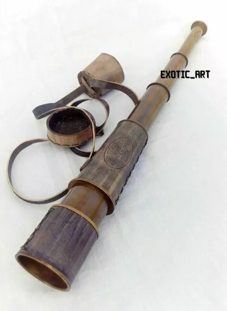 Antique Brass Telescope Leather Pirate Spyglass Scope Vintage Sailor Gift Pirate
