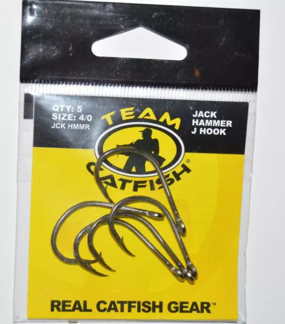 TEAM CATFISH HOOKS real gear hook jack hammer J size 4/0 black $2.95 -  PicClick