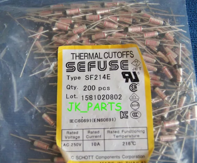 10pcs SF214E SEFUSE Cutoffs NEC Thermal Fuse 216°C Celsius Degree 10A 250V