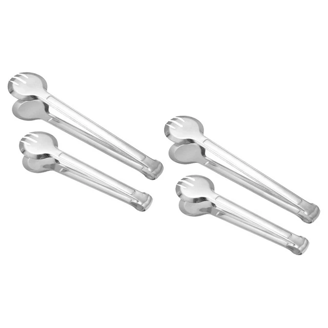 4 PCS Buffet Tongs Candy Tongs BBQ Food Sandwich Bread Clip Spatula Metal
