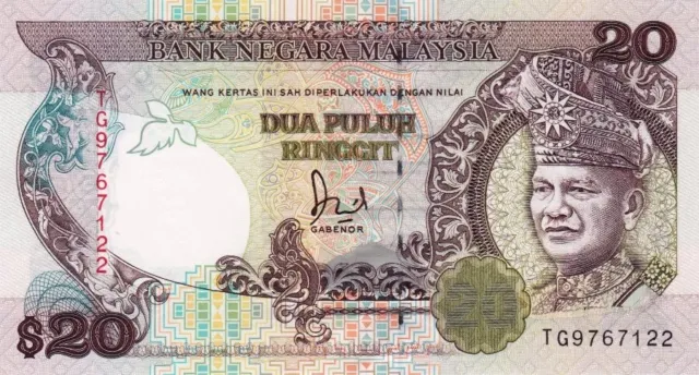#Bank Negara Malaysia 20 Ringgit 1989 P-30 UNC King Tuanku Abdul Rahman
