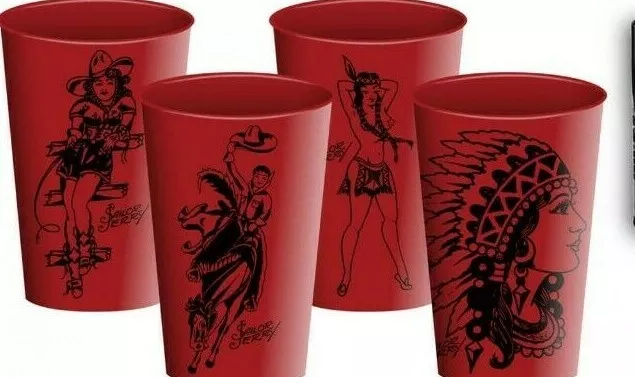 Set Of 4 x Sailor Jerry Rum Limited Edition Plastic Drinking Cups Brand New