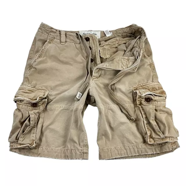 ABERCROMBIE & FITCH Mens Cargo Shorts Size 34 Heavyweight Distressed ...