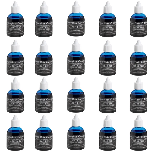 30 x Sugarflair LIGHT BLUE Edible Food Colour Liquid Airbrushing Cake Decorating