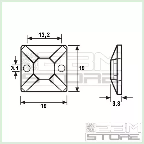 100 pz supporto adesivo per fascette cablaggio - ART. GP10 3