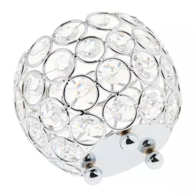 10cm Crystal Bling Votive Tealight Candle Holder Wedding Centerpiece - Silver