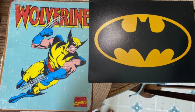 Wolverine And Batman Tin Sign, Both Are New And In Great Condition