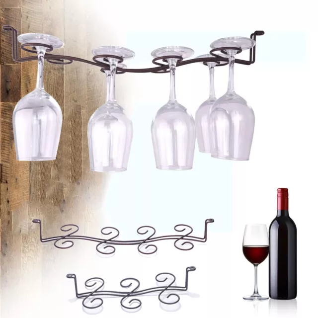 6/8 Slots Wine Glass Rack Hanger Holder Hanging Bar Storage Drying Rack