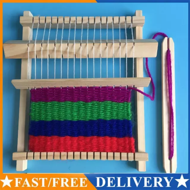Wooden Sewing Machine Adjustable DIY Weaving Frame Woven Tool for Beginners Kids