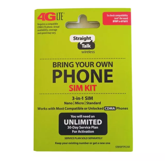 Straight Talk Bring Your Own Phone Activation For Verizon CDMA 3-in-1 SIM Card