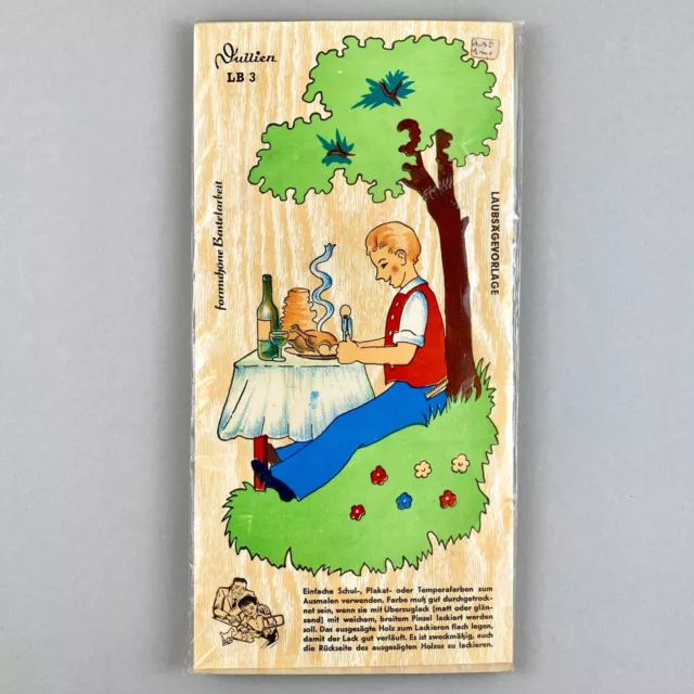 Märchen-Holzbild Laubsägearbeit Vorlage 1960er Dullien 30cm Tischlein Deck Dich