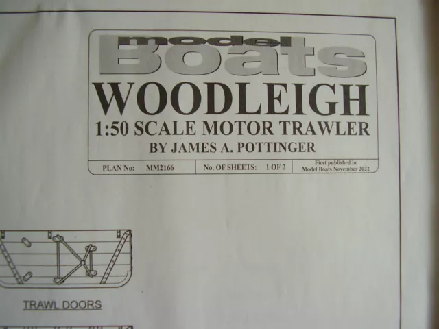 Model Boat Plan Woodleigh 1:50 Scale  Motor Trawler  No Build Instructions