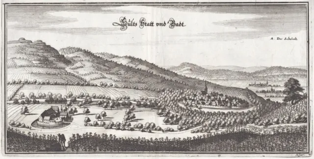 Soultz-les-Bains Molsheim Alsace France Gravure sur Cuivre Merian