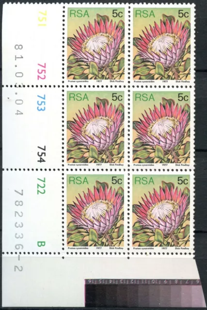 South Africa 1977-82 SG#418, 5c Proteas, Plants Definitive MNH P12.5 Block#E8954