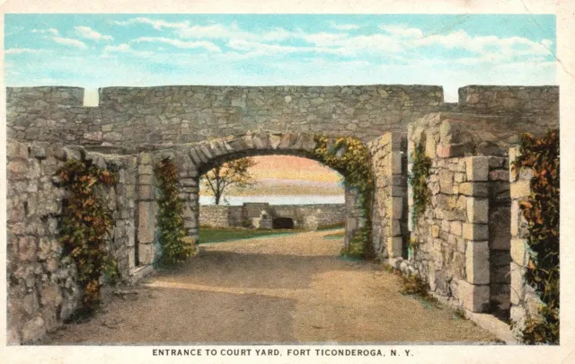 Vintage Postcard 1920's Entrance To Court Yard Fort Ticonderoga New York NY CWHM