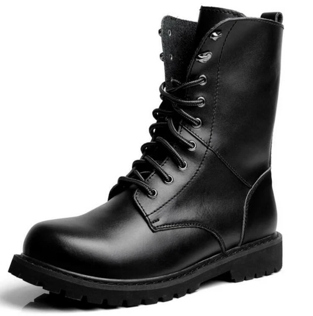 MENS LACE UP Motor Combat Oxfords Leather Military Round Toe Ankle