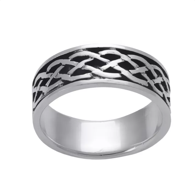 Silverly Argent Unisex oxyde Celtique Noeud Infini droite Anneau Bande