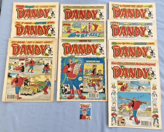 9 x VINTAGE DANDY COMICS : 1x 1992, 2x 1993, 1x1995, 4x 1996, 1x 1997+No 6 Mini