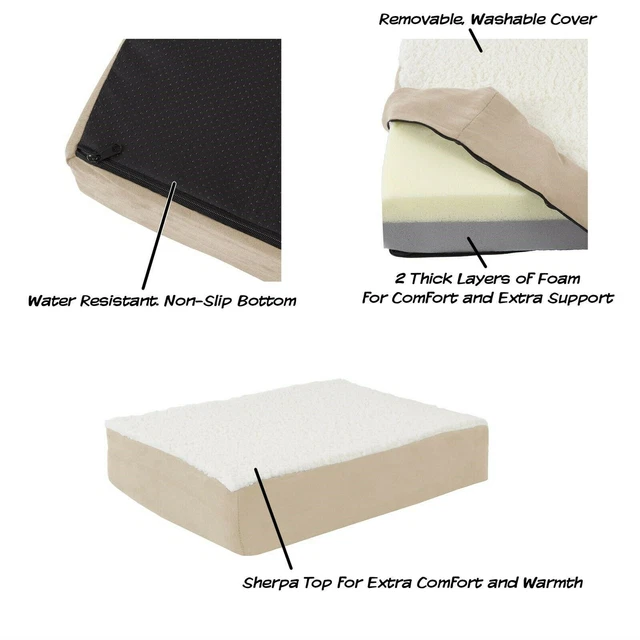 Orthopedic Dog Bed Memory Foam Cozy Sherpa 20 x 15 x 4 Washable Cover 3