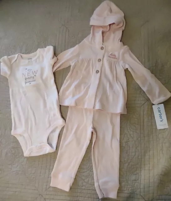 Carters 3pc Baby Girl Pant, Jacket & Body suit Outfit Set Sz: 9 mo